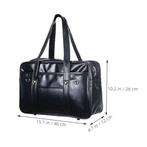 Shoulder PU Commuter Bag Japanese Uniform Briefcase for Men Women Durable Portable Tote with Non Slip Foot Nails and Strong Strap Handle Clean Aesthetic Design2