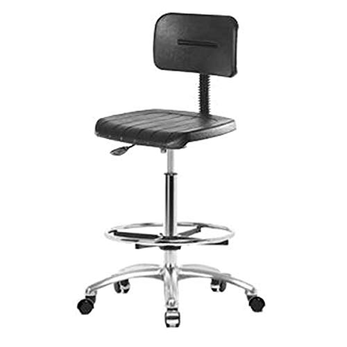 Thomas ECOM BPHBCH-RG-BF-RG Basic Polyurethane, High Bench Height Chair with Nylon Base, Black Foot Ring, Glides