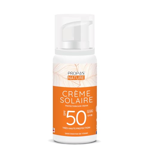 Crema solare Bio SPF50-100% naturale, protezione UVA/UB, senza biossido di titanio, prodotta in Francia, 100 ml - Propos'Nature