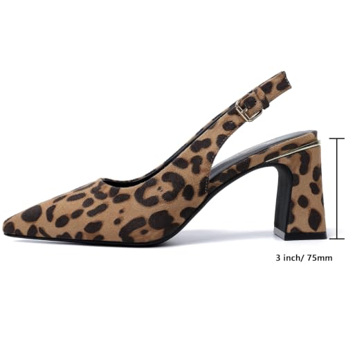Image of Mostrin Kitten Heels for Women Pointed Toe Pumps Patent Leather Low Heel Slingback Heels with Buckle Dress Shoes for Dating Party Working