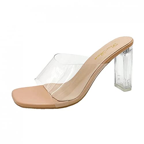Chaussures de mariage pour femme style minimaliste avec talon carré et PVC transparent