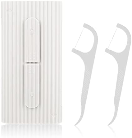 WLLHYF Portable Dental Floss Case Automatic Dental Floss Pick Organizer Case Travel Flosser Dispenser Storage Case Refillable Holder Boxes with 10 Floss Picks for Teeth Cleaning (White) — view 6