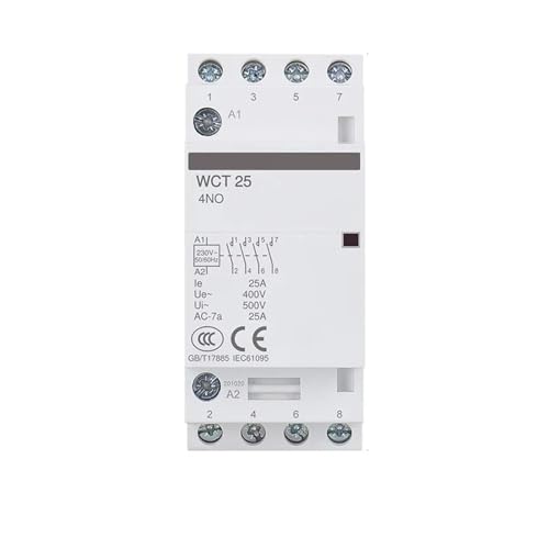 Contacteur AC WCT 25A 4NO avec bobine 220V haute endurance sur rail DIN