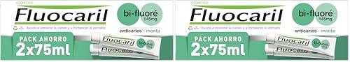 Fluocaril Bi-Fluoré 145 mg Pasta Dentífrica Anticaries Menta Esmalte Reforzado, Dientes Fuertes, Eficacia Clínicamente Probada, Aliento Fresco Pack de 2x75 ml (Paquete de 2)