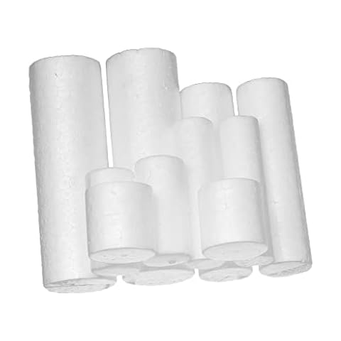 Bonarty White Foam Rod Crafts Foam Block - 10-Pack Cylinder Polystyrene Foam Block, for Sculpture, Modeling, DIY Arts, Kids Class, Floral Arrangement Cover
