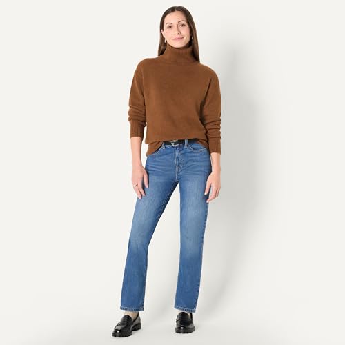 Image of Amazon Essentials Women's Relaxed-Fit Cotton Blend Turtleneck Pullover Sweater with Dropped Shoulders, Rib Trim