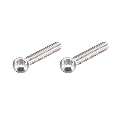 Image of METALLIXITY Shoulder Swing Lifting Bolt (M10x50mm) 2Pcs, 304 Stainless Steel Eye Bolts - for Home Renovation, Pipeline Gate Valves Fasteners, Silver