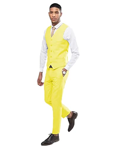 Men Linen Suit 2 Piece Slim Fit Beach Wedding Casual Suits Groomsmen Summer Prom Homecoming Tuxedos Vest and Pants