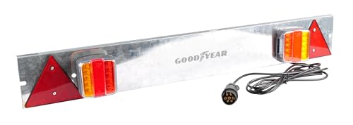 Goodyear - Barre lumineuse arrière LED de 1 m pour voitures, 12 V, signalisation pour remorque, avec 2 feux, 2 réflecteurs, connecteur 7 broches - Homologuée IP65,...