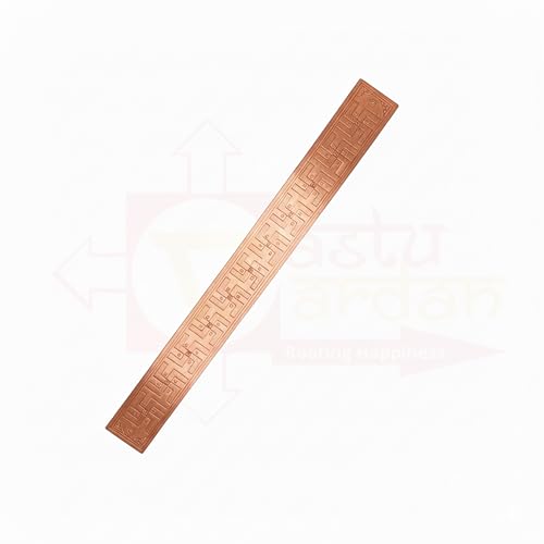 Image of Copper Swastik strip for Door Entrance | Pack of 1 | Length -30 cm Approx | Pure Copper Patti for Vastu Correction | Swastik Strip for Enhancing Energy Flow