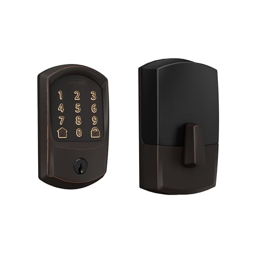 Schlage Encode Smart Wi-Fi Deadbolt Lock with Touchscreen Keypad, Keyless Front Door Entry, App Control, Alexa, Google Home and Airbnb Compatible, Aged Bronze, BE489WB GRW 716