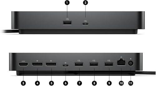 Estación de acoplamiento Dell Pro Smart Dock SD25 con cables de vídeo y Ethernet 3