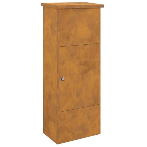 vidaXL Boîte de dépôt de Colis avec Porte Rouillé 44,5 x 29 x 110,5 cm, Boîte aux Lettres étanche, Moderne, en Acier, sécurisée, pour Jardin et terrasse, Rangement fiable