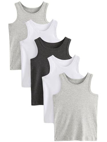 NEXT Jungen 5er-Pack Trägertops aus Biobaumwolle Grau 110-116