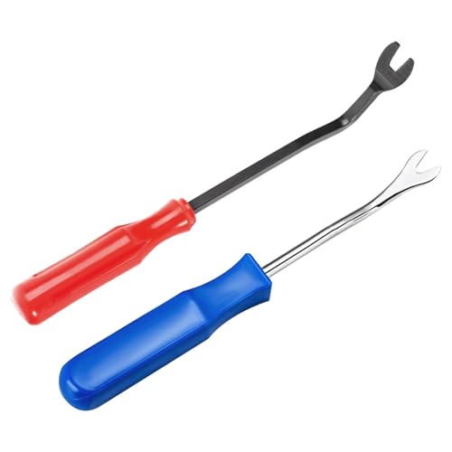 Lot de 2 outils de démontage de garniture, démontage de garniture de portière de voiture et clip de garniture intérieure, lot de pinces à clip de voiture, outils de...