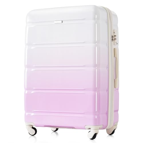 Luggage Set of 3, 20-inch with USB Port, Airline Certified Carry-on Luggage with Cup Holder, ABS+PC Hard Shell Luggage with Spinner Wheels, purple, New Products In Stock Mid May2