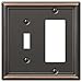 Amerelle 149TRDB Chelsea Wallplate, 1 Toggle/1 Rocker, Aged Bronze
