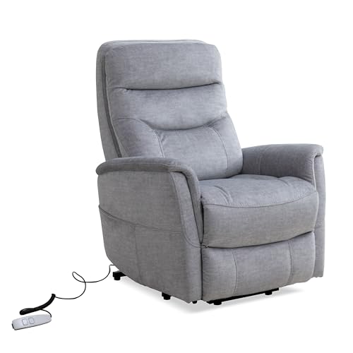 Parker Living Gemini - Capri Silver Power Lift Recliner Chair with Articulating Headrest 100% Polyester Electric Recliner for Living Room