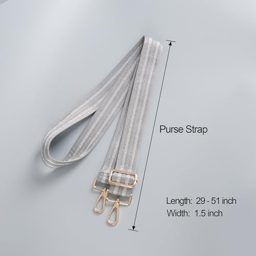 Image of chushui Herringbone Purse Strap Replacement Wide Adjustable Crossbody Strap with Metallic Thread,Woven Fashion Shoulder Bag Strap for Tote Handbag, Gold Silver Shimmer