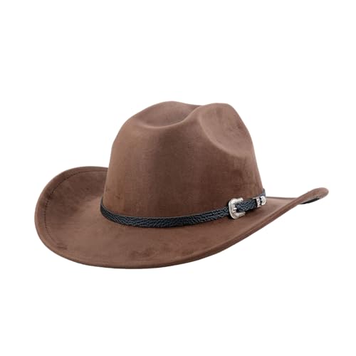 MYKAGS Cowboyhut für Damen und Herren, Westernhut aus Wildleder, Panamahut, Cowboy- und Cowgirlhut, Filzhut mit breiter Krempe, Fedora-Hüte für Damen und Herren, Kaffee MYKAGS Cowboyhut für Damen und Herren, Westernhut aus Wildleder, Panamahut, Cowboy- und Cowgirlhut, Filzhut mit breiter Krempe, Fedora-Hüte für Damen und Herren, Kaffee
