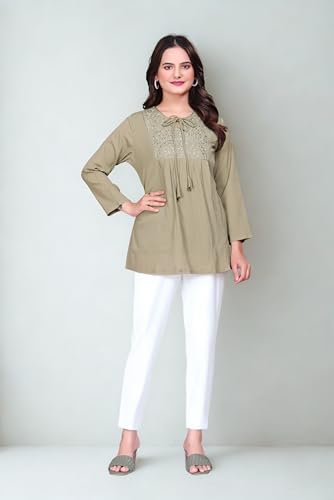 Image of Women's Tunics - Stylish & Comfortable Kurti for Women | Elegant 3 /4 Sleeve Designer Tunic Tops for Women | Indian Ethnic Short Kurti for Casual, Festive