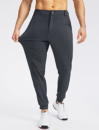 Soothfeel Men's Golf Joggers Pants With 5 Pockets Slim Fit Stretch Sweatpants Running Travel Dress Work Pants For Men(Dark Grey, M #TOP1