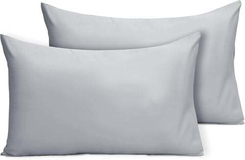 Image of Travel Pillow Case 12x18 Size Pack of 2 Pieces 100% Egyptian Cotton Zipper Closure 500 Thread Count Toddler Pillowcase Fits Up to 12x18, 12x16 or 11x15 Silver Grey