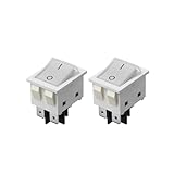 2PCS 30A 250V Heavy Duty KCD4 Rocker Switch ON Off DPST 4 Pin with Red Lighted 220V Toggle Switch T125 (White, DC36V 30A)