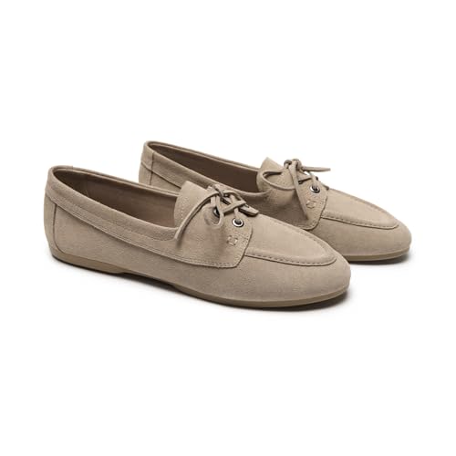 Image of C.Paravano Women Suede Leather Loafers Slip-ons Moccasin Boat Shoes Flats | Feels like a second skin, Soft, Comfortable, Lightweight, Easy to walk,Cushioned insole