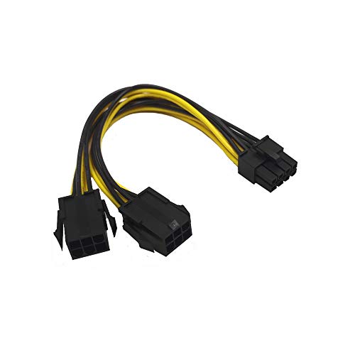 ZkeeShop Dual 6 Pin Female to 8 Pin Male Adapter Power Cable GPU Power Cable 8 Inch (1PCS)