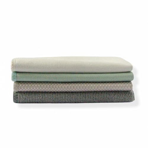 Maat Haus - Paños de Limpieza de Microfibra - Bayetas para Cristales, Muebles, Cocina y Hogar - Reutilizables, Suaves y Absorbentes - Diseño Elegante y Moderno - Pack de 4