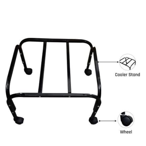 Image of Mumma's LIFE Heavy-Duty Cooler Stand with Wheels | Metal Trolley for Home & Outdoor | Rust-Resistant Black Finish | 360 Rotating Wheels | 100kg Load Capacity | Cooler Movable Stand (Jet Black)