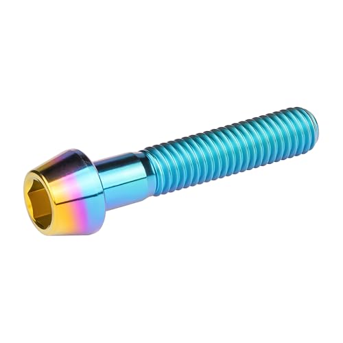 Image of Titanium Ti Bolt M5x9 16 18 20 25 30 35 40 45 50 55 60mm Tapered Head Screws Pack of 4 (M5x30mm, Iridescent Blue)