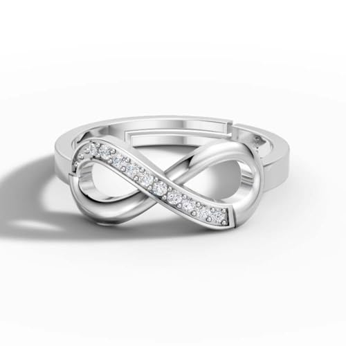 Image of Miss Highness 925 Pure Silver Infinity Promise Ring for Women | Adjustable Design | Premium Silver Jewellery With Authenticity Certificate | Gift for Girlfriend Wife | Everyday Wear Ring