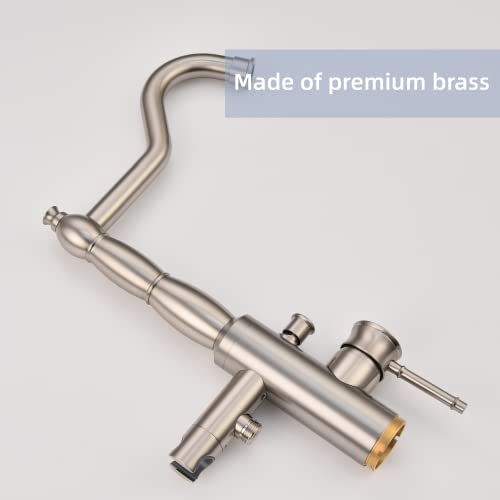 Seablueky Freestanding Bathtub Faucet Free Standing Tub Faucet Brushed Nickel Tub Filler Stylish Brass Stand Alone Clawfoot Tub Faucet Tub Fillers Floor Mounted Tub Filler With Rotate Handheld Shower #TOP3