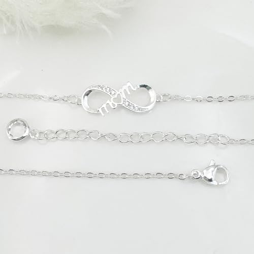 Image of Infinity Heart Bracelets for Daughter Mom Sister Granddaughter Grandma Lovers White Gold Plated Diamond Adjustable Butterfly Bracelets Best Birthday Mother's day Graduation Gifts