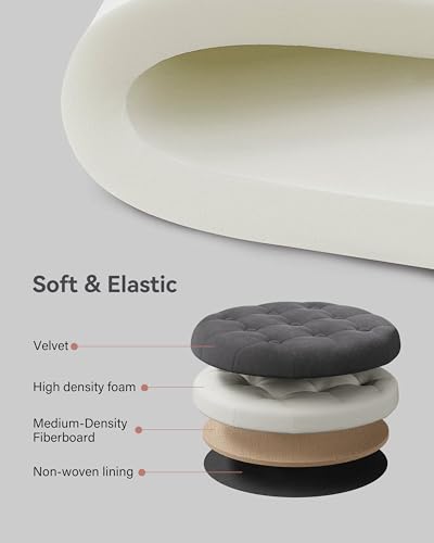 HNNHOME 45cm Round New Velvet Padded Seat Ottoman Storage Stool Box, Footstool Pouffes Chair with Lids (Grey, Velvet)