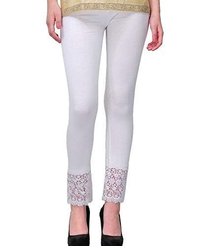 shopyidol Women's Stretch Fit Viscose Designer Bottom Lace Leggings(Pack of 1)(Freesize)(White)-picture-23