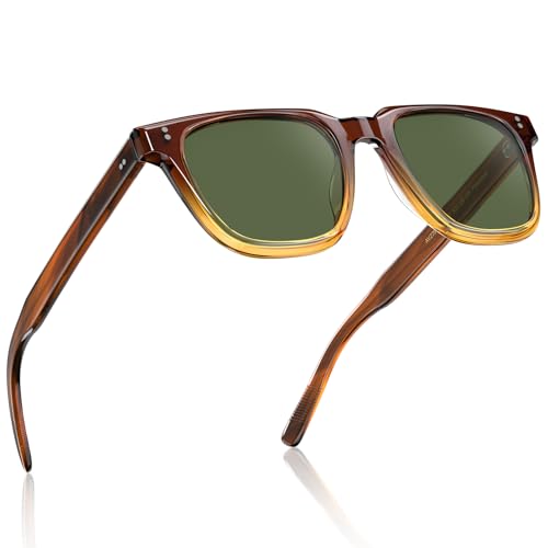 Image of AVAWAY Polarized Sunglasses for Men UV Protection, Square Acetate Frame Outdoor Driving Sun Glasses