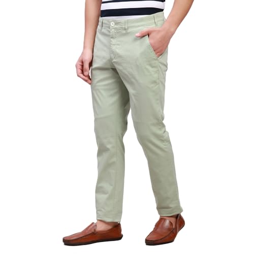 Image of Colorplus Nuvo Fit Cotton Nylon Blend Solid Piece Dyed Pattern Flat Front Casual Trouser