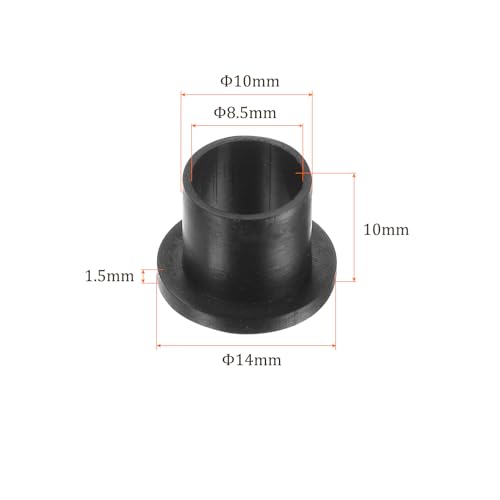 Kozelo 10 Stück Nylon-Flanschbuchsen [8,5 mm Bohrung x 10 mm Außendurchmesser x 10 mm Länge] Nylon-Kunststoffbuchsen für Welle, schwarz