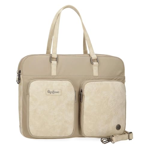 Sac ordinateur 15,6 pouces Pepe Jeans Jana beige - Sacoche élégante Joumma Bags