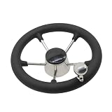Jecoupoon 11' Universal Boat Steering Wheel 5 Spoke Stainless Marine Boat Steering Wheel with Knob