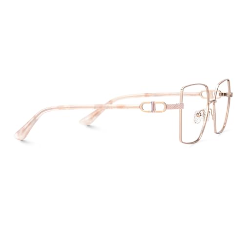 Image of Zeelool Metal Glasses Frame for Women, Oversized Square Eyeglasses Eyewear Frame with Non-prescription Clear Lens & Spring Hinge ZJGM374867-03