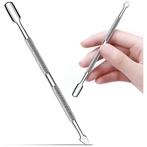 Cuticle Pusher - Professional Stainless Steel Dual Head Cuticle Pusher Nail Cleaner, Cuticle Remover UV Gel Polish Soak Off Remover Tool Nail Art Cuticle Trimmer, Durable Manicure and Pedicure Tool Cover