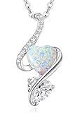 LOUISA SECRET Frauen Opal Halskette Infinity Double Heart Halskette 925 Sterling Silber Kette Damen Brithday Schmuck Geschenk Valentinstag Weihnachtstag