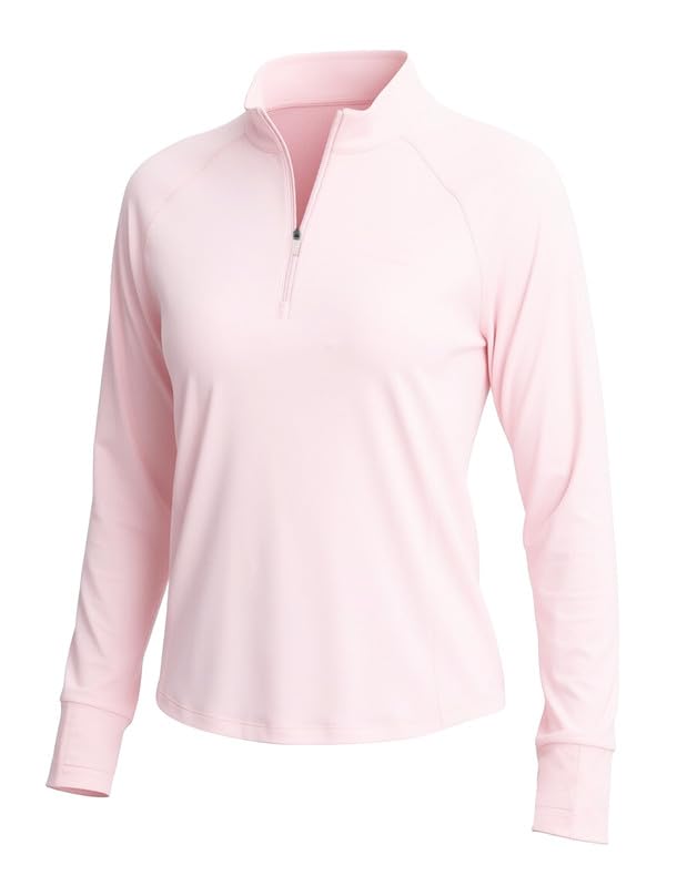 Pioneer Camp UV-Schutz Shirt Damen Langarm UPF 50+ Atmungsaktiv Wandershirt mit Reißverschlusstasche Stehkragen und Daumenlöcher Schnelltrocknendes Laufshirt für Outdoor Trekking Radfahren