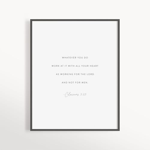 Colossians 3:23, Work For The Lord, Christian Office Decor Work Bible Verse Office Bible Verse Colossians 3:23 For The Lord