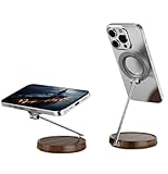 wigmoa 1 support magnétique réglable pour téléphone portable, rotatif à 360°, support de bureau pliable en métal pour diffusion en direct, enregistrement vidéo et utilisation de bureau. OO-H (Argent)
