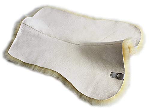 Merauno® Lammwolle Sattelunterlage, aus Qualitäts Merino Lammwolle, für Schabracke, Satteldecke, Sattelpad, Druckentlastung und Klimatisierung. (L(72cm), Natur)